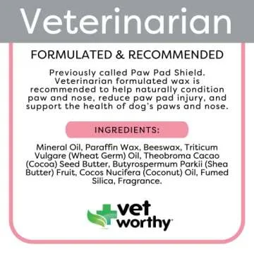 Vet Worthy Paw & Nose Shield - Conditioning and Protection Wax for Dogs - Paw Moisturizer to Heal and Repair Dry, Cracked, and Damaged Paw Pads - 2 oz