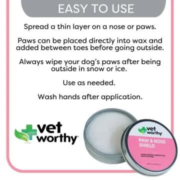 Vet Worthy Paw & Nose Shield - Conditioning and Protection Wax for Dogs - Paw Moisturizer to Heal and Repair Dry, Cracked, and Damaged Paw Pads - 2 oz