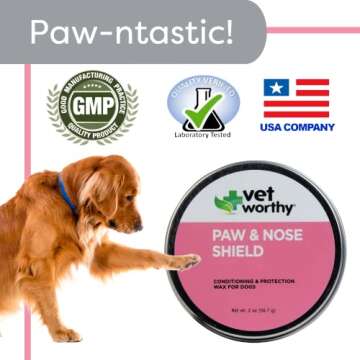 Vet Worthy Paw & Nose Shield - Conditioning and Protection Wax for Dogs - Paw Moisturizer to Heal and Repair Dry, Cracked, and Damaged Paw Pads - 2 oz