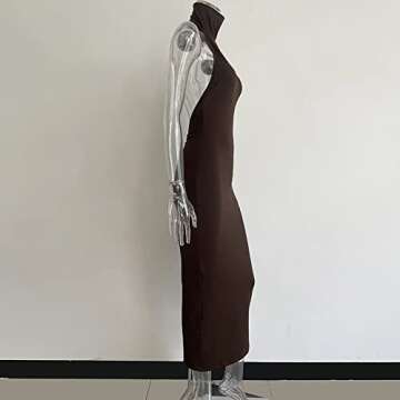 XLLAIS Summer Sleevelss Dresses for Women Sexy One-Piece Stretchy Bodycon Outfits (Brown Small)