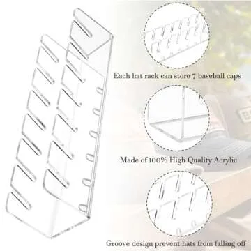 Acrylic Hat Stand for Baseball Caps - Waipfaru 2 Pcs