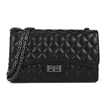Stylish Gladdon Quilted Leather Crossbody Purse - Trendy Black Bag