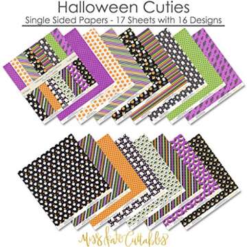 Pattern Paper Pack - Halloween Cuties - Scrapbook Premium Specialty Paper Single-Sided 12"x12" Collection Includes 16 Sheets - by Miss Kate Cuttables