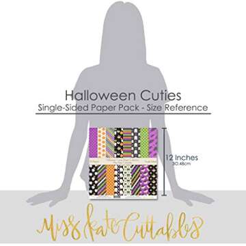 Pattern Paper Pack - Halloween Cuties - Scrapbook Premium Specialty Paper Single-Sided 12"x12" Collection Includes 16 Sheets - by Miss Kate Cuttables