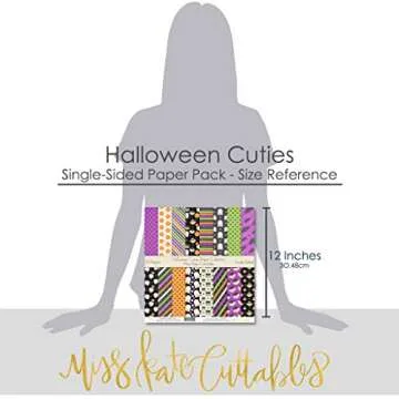 Pattern Paper Pack - Halloween Cuties - Scrapbook Premium Specialty Paper Single-Sided 12"x12" Collection Includes 16 Sheets - by Miss Kate Cuttables
