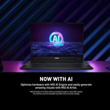 MSI Stealth 18 AI Studio 18” 240Hz QHD+ Gaming Laptop: Intel Ultra 9-185H, NVIDIA Geforce RTX 4080, 32GB DDR5, 1TB NVMe SSD, Cooler Boost 5, Win 11: Black A1VHG-019US