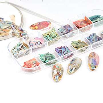 Irregular Abalone Seashell Slices 12 Colors Colorful Natural Nail Art Seashell Slices Design 3D Nail...