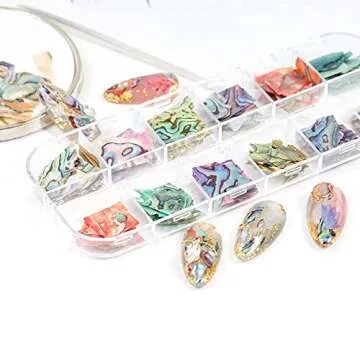 Irregular Abalone Seashell Slices 12 Colors Colorful Natural Nail Art Seashell Slices Design 3D Nail...