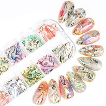Irregular Abalone Seashell Slices 12 Colors Colorful Natural Nail Art Seashell Slices Design 3D Nail Art Sequins UV Gel Flake Mermaid Decorations