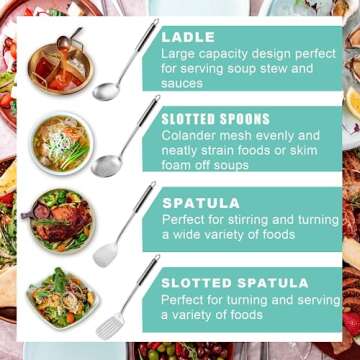 Pleafind 4-Pcs Stainless Steel Cooking Utensils Set for Home Use