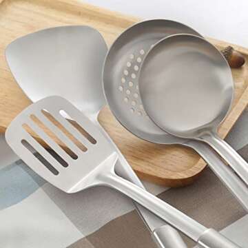 Pleafind 4-Pcs Stainless Steel Cooking Utensils Set for Home Use