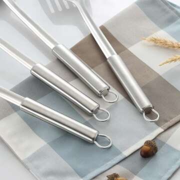 Pleafind 4-Pcs Stainless Steel Cooking Utensils Set for Home Use