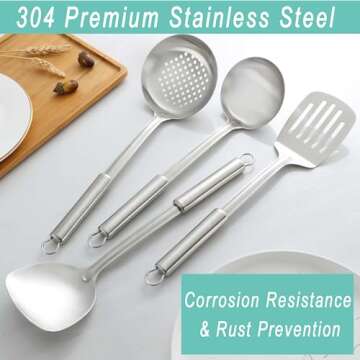 Pleafind 4-Pcs Stainless Steel Cooking Utensils Set for Home Use