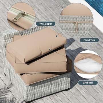 Snubbull 14 Pcs Outdoor Cushion Slipcovers Outdoor Patio Cushion Covers Replacement Waterproof with Zipper for Outdoor Furniture, Patio Sofa Couch 3 Sizes, Covers Only