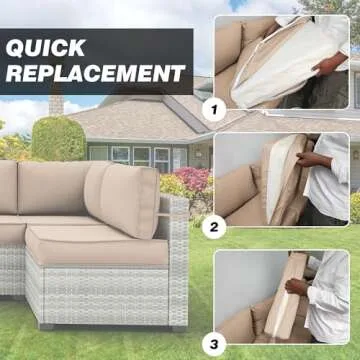 Snubbull 14 Pcs Outdoor Cushion Slipcovers Outdoor Patio Cushion Covers Replacement Waterproof with Zipper for Outdoor Furniture, Patio Sofa Couch 3 Sizes, Covers Only