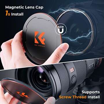 K&F Concept 82mm Magnetic MC UV Lens Protection Filter + Lens Filter Cap with 28 Multi-Layer Coatings Waterproof/Scratch Resistant Ultra-Slim UV Filter for Camera Lens (Nano-X Series)