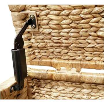 eHemco Heavy-duty Water Hyacinth Wicker Storage Trunk with Metal Frame, 30 by 17.5 by 17.5 Inches, Natural