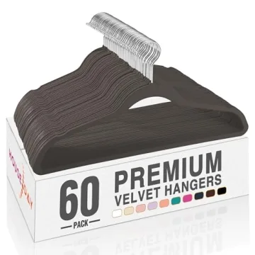 HOUSE DAY Taupe Velvet Hangers 60 Pack, Non Slip Clothes Felt Hanger Heavy Duty for Coat, Premium Sl...