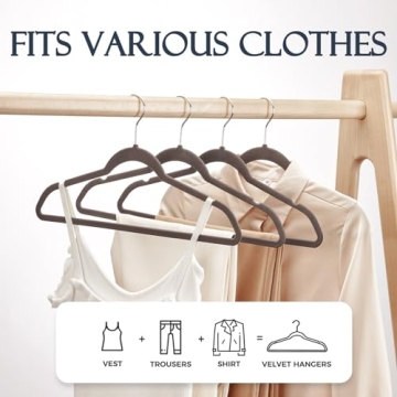 HOUSE DAY Premium Velvet Hangers, Non-Slip 60 Pack for Closet
