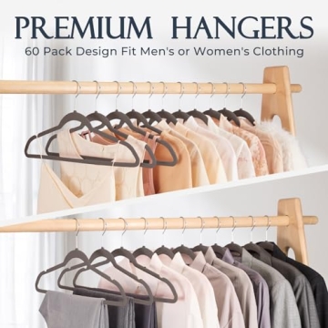 HOUSE DAY Premium Velvet Hangers, Non-Slip 60 Pack for Closet