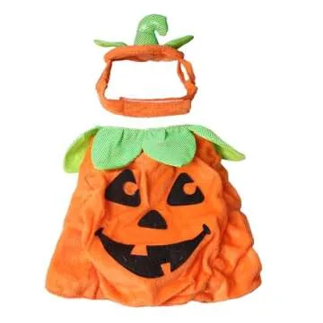 ANIAC Adorable Pet Pumpkin Costume for Halloween Fun with Hat and Cape