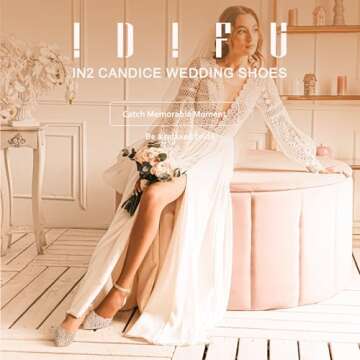 IDIFU Women's IN2 Candice Wedding Rhinestones Sequins Low Kitten Heels Pumps Dress Evening Shoes for...