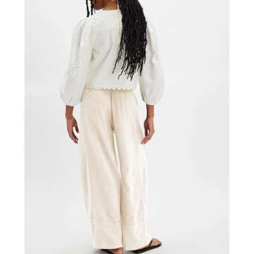 SeeLuNa Linen Pants for Women Cotton Baggy Boho Casual Palazzo Pants Wide Leg Long Lounge Trousers w...