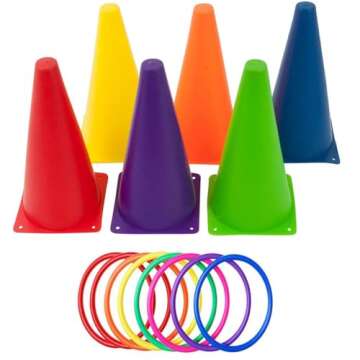 OBTANIM 12 Pcs Plastic 3 Inch Ring Toss Game for Kids and Outdoor Toss Rings for Speed and Agility Practice Game, Random Colors (3 Inch)
