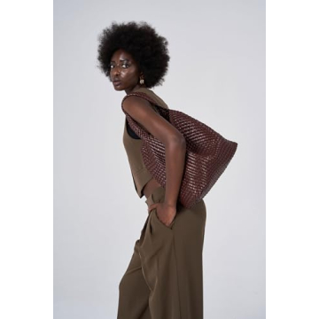 MELOLILA Stylish Vegan Leather Woven Tote Bag for Women