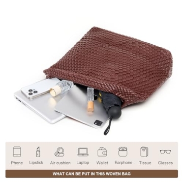 MELOLILA Stylish Vegan Leather Woven Tote Bag for Women