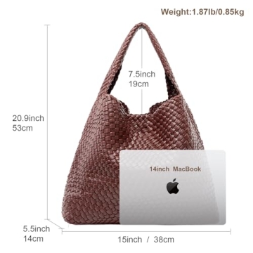 MELOLILA Stylish Vegan Leather Woven Tote Bag for Women
