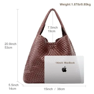 MELOLILA Stylish Vegan Leather Woven Tote Bag for Women