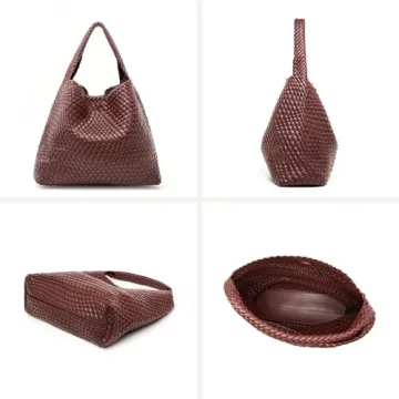 MELOLILA Stylish Vegan Leather Woven Tote Bag for Women