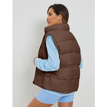 Ameliever Womens Puffer Vest Stand Collar Quilted Zip Up Padded Gilet Puffy Sleeveless Jacket Bubble Vest