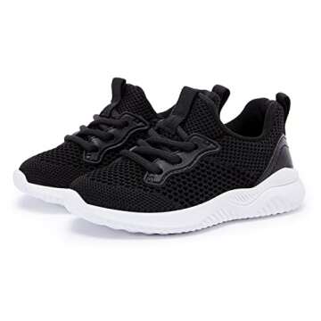 BMCiTYBM Toddler Boys Girls Sneakers Kids Walking Shoes Lightweight Breathable Athletic Running Shoes Black Size 7 Toddler