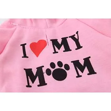 DroolingDog Small Girl Dog Shirts I Love My Mom Dog Hoodies Small Dogs Clothes XS Puppy Girl Hoodies I Love Mommy Shirt