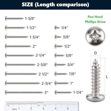 Durable #12 x 1/2" Stainless Steel Phillips Screws 50 Pack