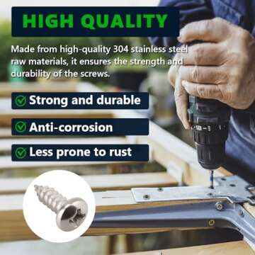 Durable #12 x 1/2" Stainless Steel Phillips Screws 50 Pack