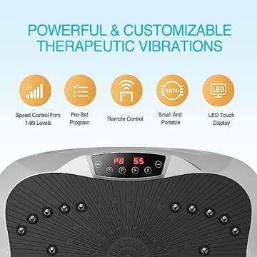 AXV Vibration Plate Exercise Machine Whole Body Workout Portable Mini Vibrate Fitness Platform Lymphatic Drainage Machine for Weight Loss Shaping Toning Wellness Home Gyms Workout