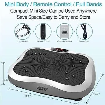 AXV Vibration Plate Exercise Machine Whole Body Workout Portable Mini Vibrate Fitness Platform Lymphatic Drainage Machine for Weight Loss Shaping Toning Wellness Home Gyms Workout