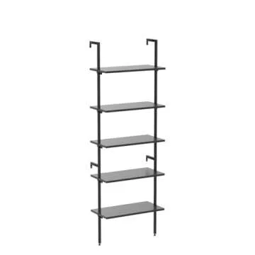 Apicizon 5 Tier Ladder Shelf - Stylish Wall-Mounted Bookshelf