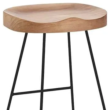 Lisuden Set of 2 American Elegant Retro Country Style Bar Chair, Modern Fashion Simple Bar Stool, Mid Century Dining Wooden Chair High Stool, 26.8 inches（Black）