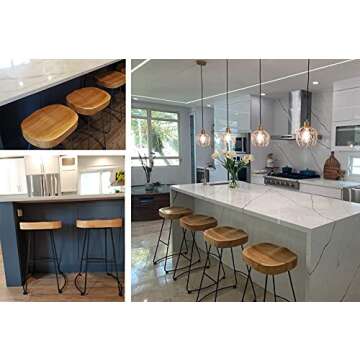 Lisuden Set of 2 American Elegant Retro Country Style Bar Chair, Modern Fashion Simple Bar Stool, Mid Century Dining Wooden Chair High Stool, 26.8 inches（Black）