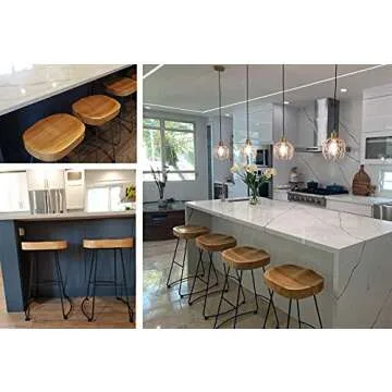 Lisuden Set of 2 American Elegant Retro Country Style Bar Chair, Modern Fashion Simple Bar Stool, Mid Century Dining Wooden Chair High Stool, 26.8 inches（Black）