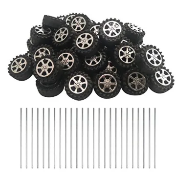 EUDAX 50pcs Plastic Roll Wheels and 25Pcs STEM Shafts for DIY Engineering Projects