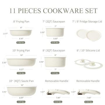 Non Stick 11pcs Cookware Set - CAROTE Kitchen Essentials