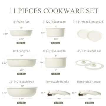 Non Stick 11pcs Cookware Set - CAROTE Kitchen Essentials