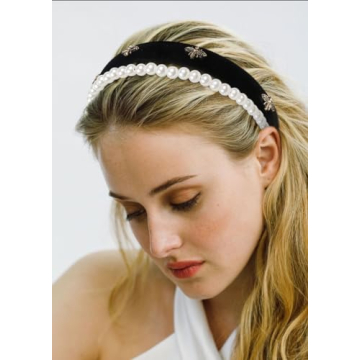 Elegant Black Velvet Headband with Pearls for All Occasions