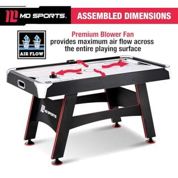 MD Sports 5 Ft. Air Powered Hockey Table with Electronic Scorer and Pusher and Puck Set