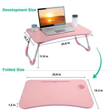 Laptop Desk, Laptop Bed Table, Breakfast Tray, Portable Foldable Laptop Desk, Laptop Table for Bed a...
